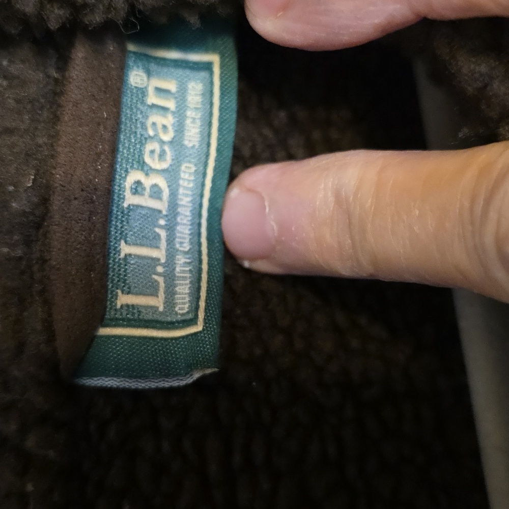 L. L. Bean Girls Faux Brown Suede Hooded Jacket Sherpa Lining Trim  L/14-16 READ - Picture 2 of 13